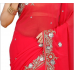 Magnificent Red Colored Border Worked Chiffon Saree